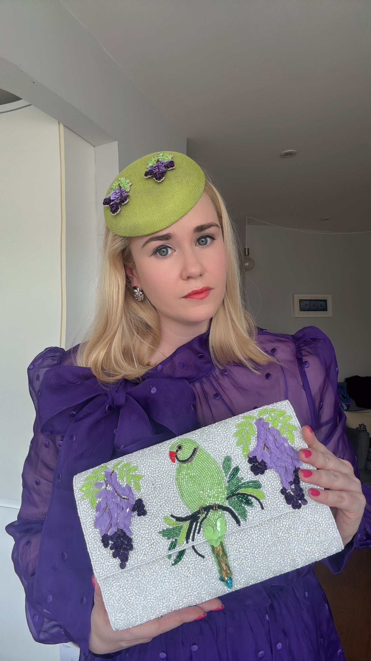 Parakeet & Wisteria London Beaded Clutch Bag