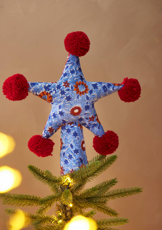 Akya Block Print Star Tree Topper - LAST FEW!