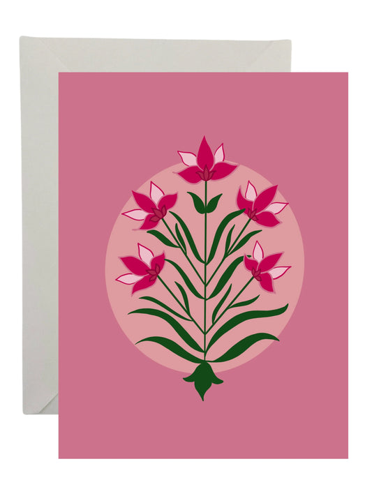 Pink Floral Oval Card - LAST FEW!