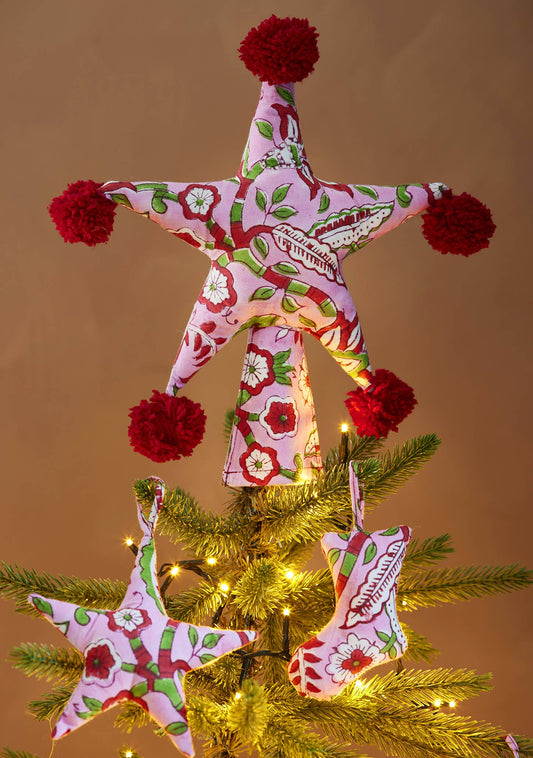 Arana Block Print Star Tree Topper - LAST FEW!