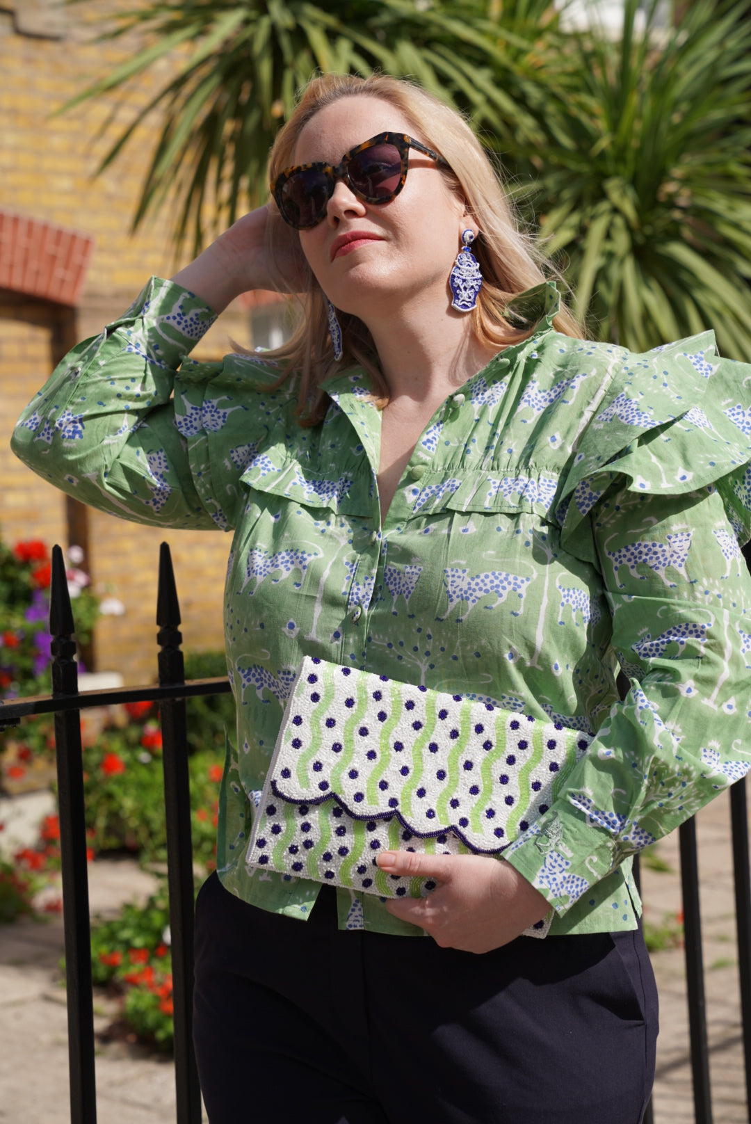 Sophia Ruffle Blouse in Leopard Queen