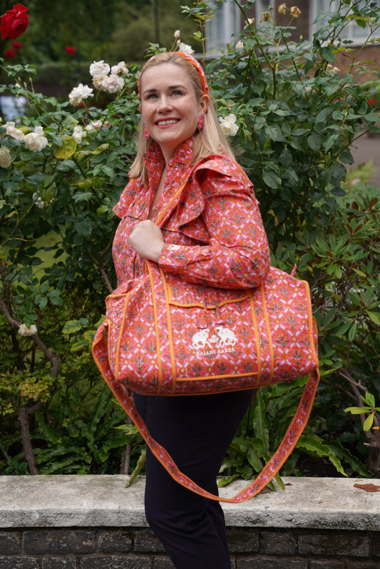 Gayatri Duffle in Pink Trellis