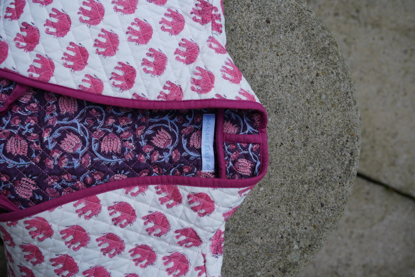 Kalpana Reversible Jacket in Pink Elephant / Blooming Vines