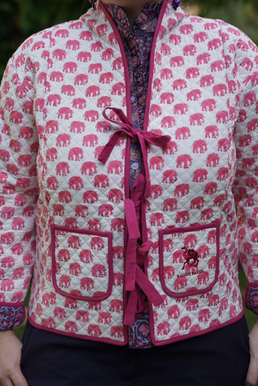 Kalpana Reversible Jacket in Pink Elephant / Blooming Vines