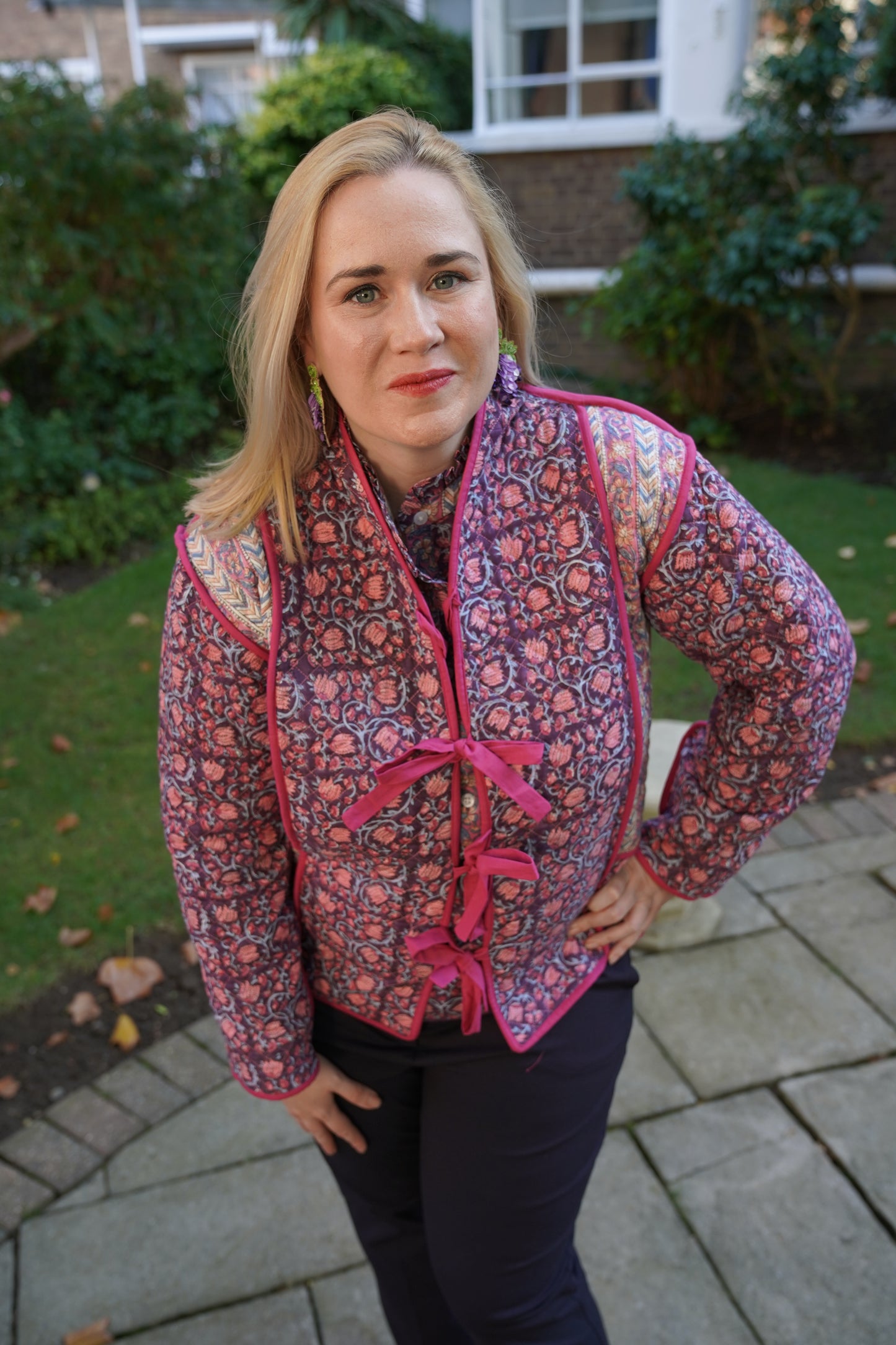 Kalpana Reversible Jacket in Pink Elephant / Blooming Vines