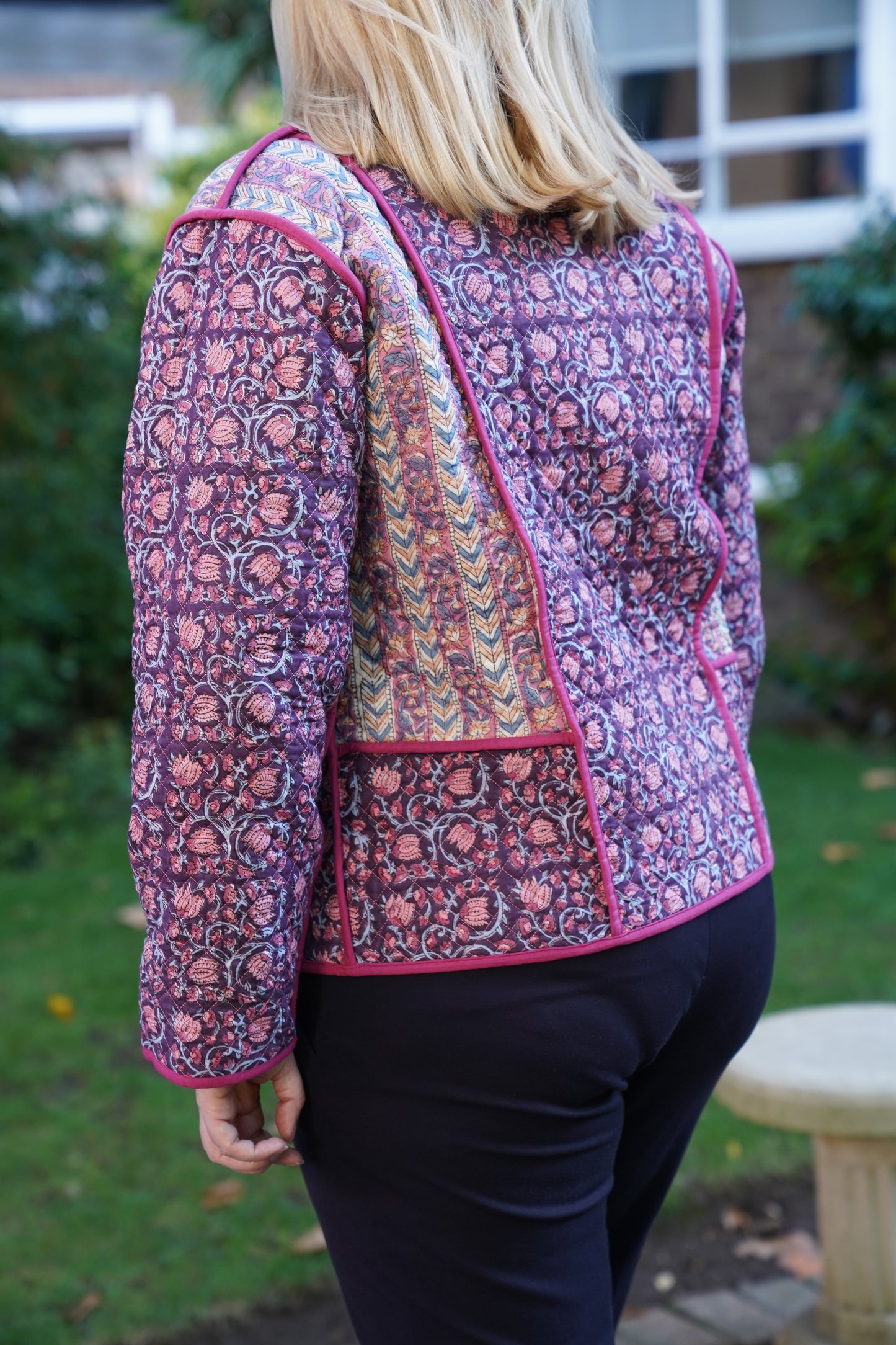 Kalpana Reversible Jacket in Pink Elephant / Blooming Vines