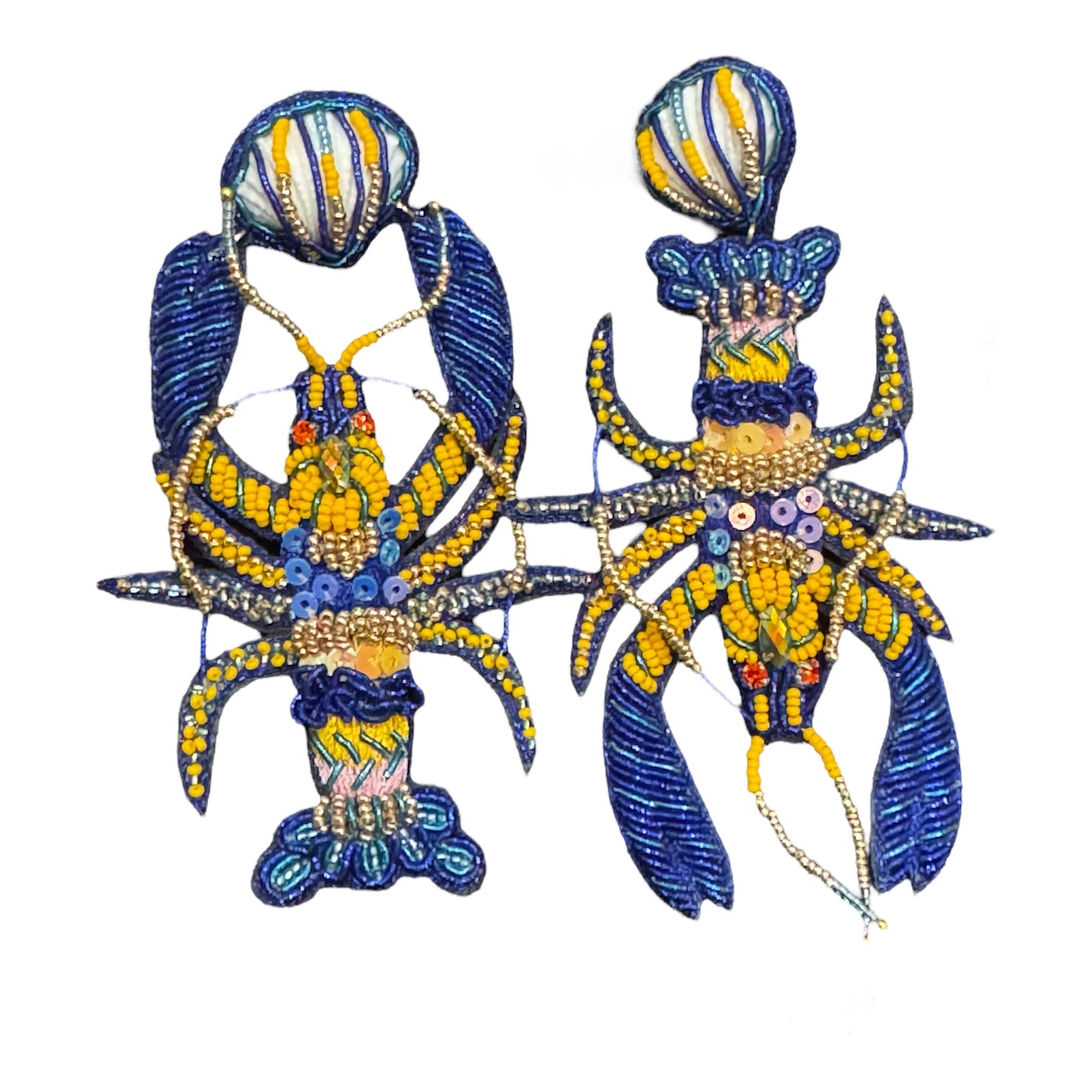 Blue Lobster Beaded Earrings - LAST ONE!