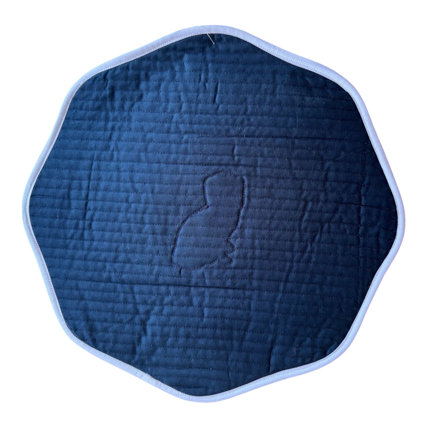 Sample Applique Embroidered Quilted Round Staffordshire Dog Placemat - 1 LEFT