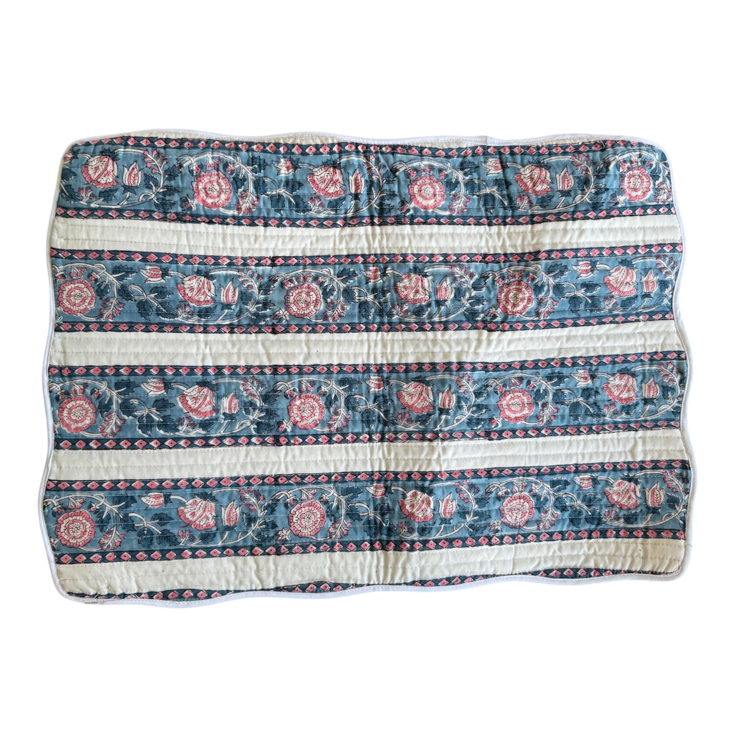 Sample Rectangular Blue Block Printed Reversible Placemat - 1 LEFT