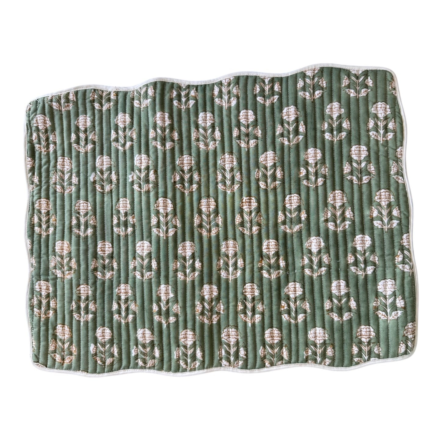 Sample Reversible Green Rectangular Block Printed Reversible Placemat - 1 LEFT