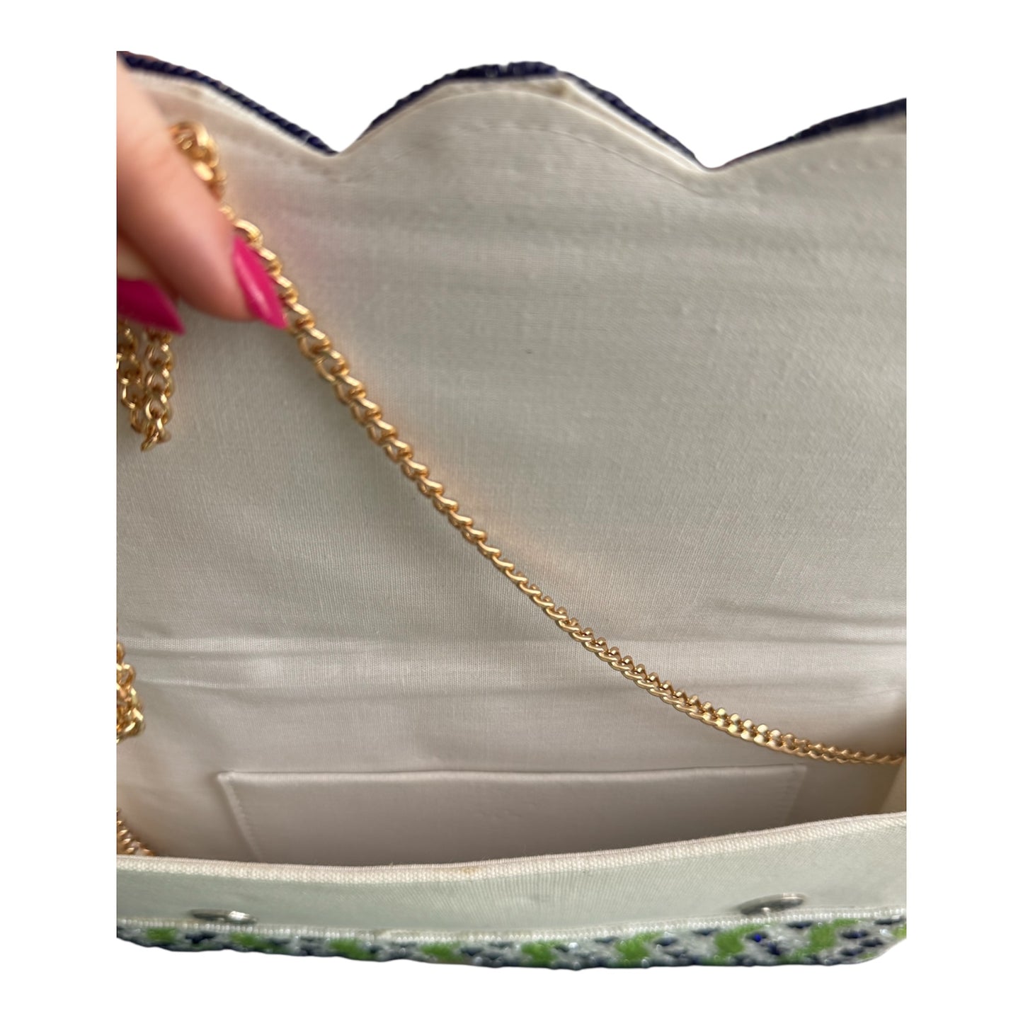 Zig Zag Beaded Clutch Bag