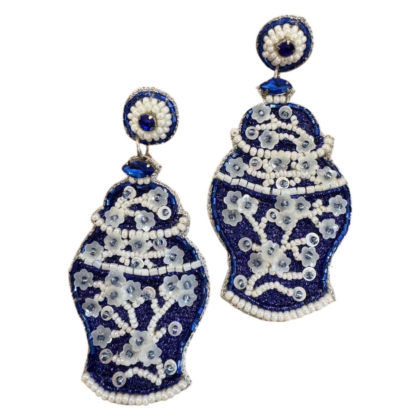 Chinoiserie Ginger Jar Beaded Earrings