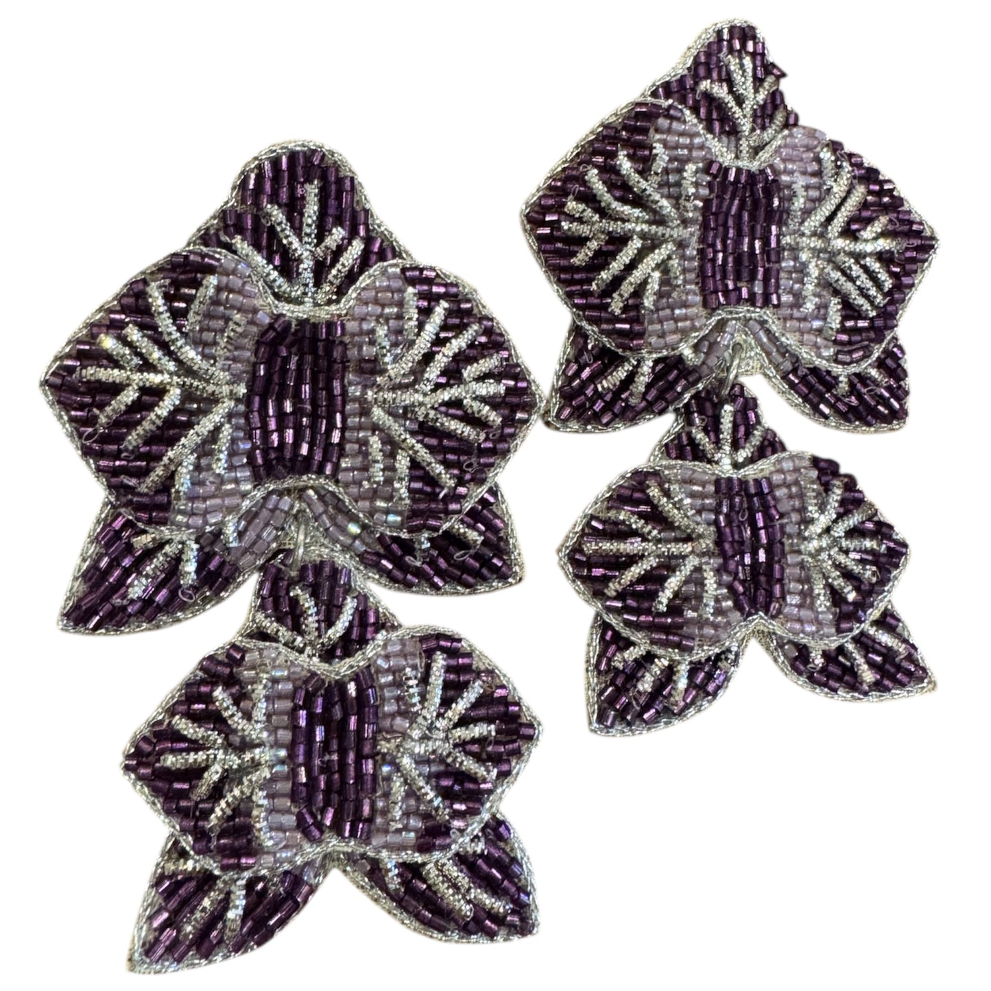 Orchid Beaded Drop Earrings (Purple)