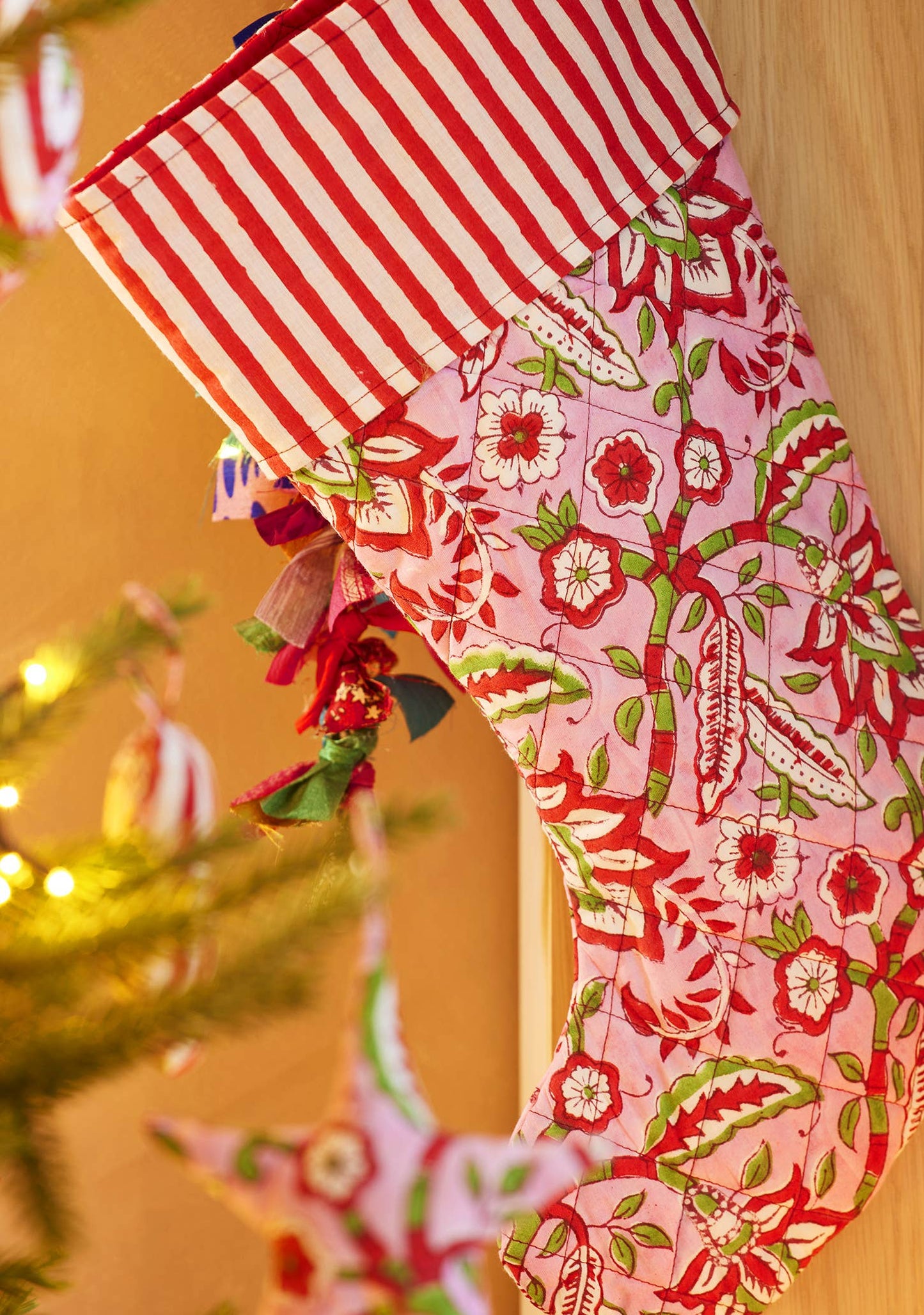 Arana Floral Block Print Stocking - LAST ONE!