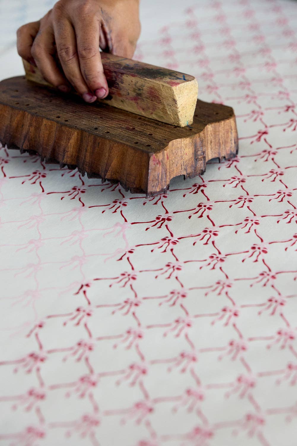 Block Printed Wrapping Paper Sheets - Bows Pink Sorbet