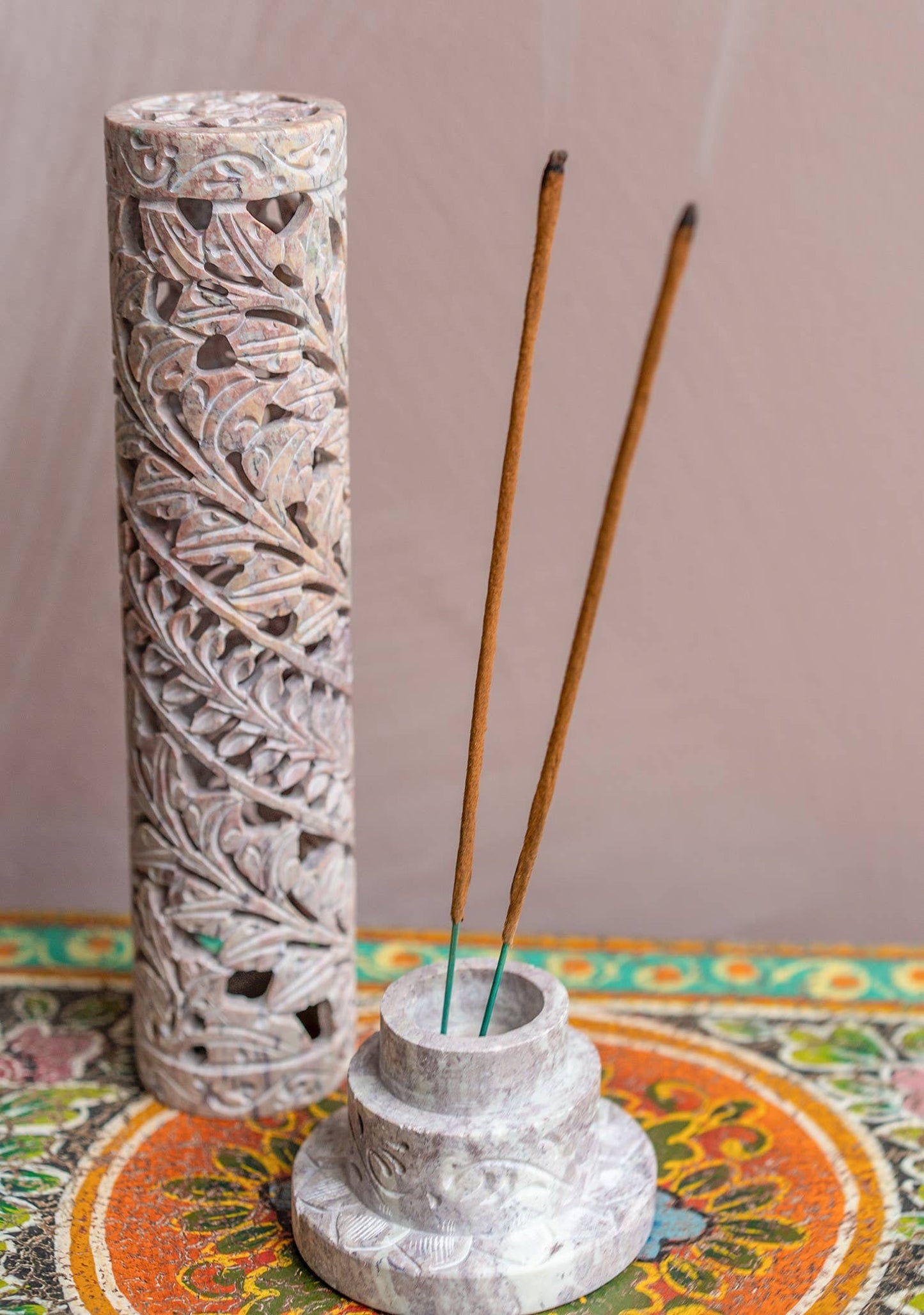 Hand Carved Soapstone Incense Tower - LOW STOCK - ONLY 1 LEFT!
