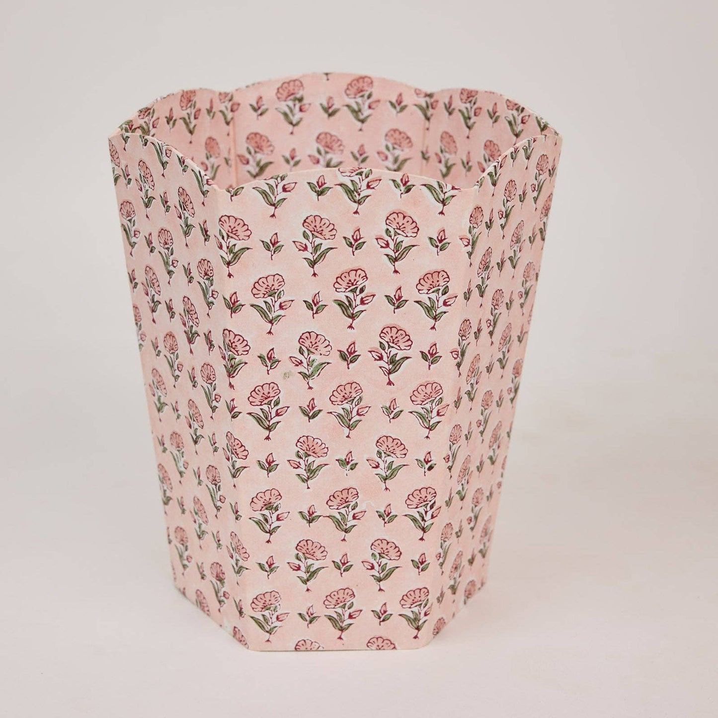 [PRE-ORDER] Block Printed Waste Paper Basket - Ditsy Floral Blush