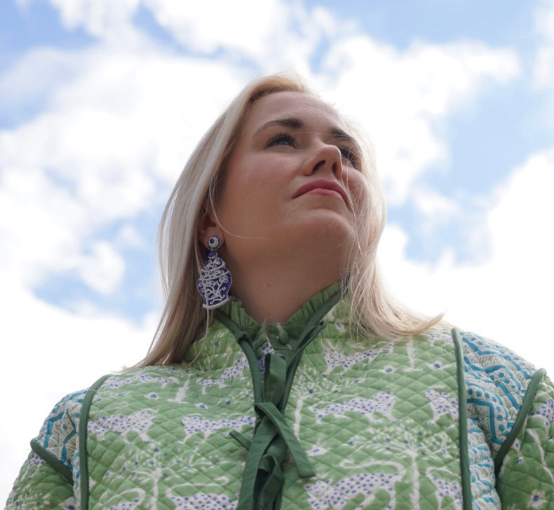 Chinoiserie Ginger Jar Beaded Earrings