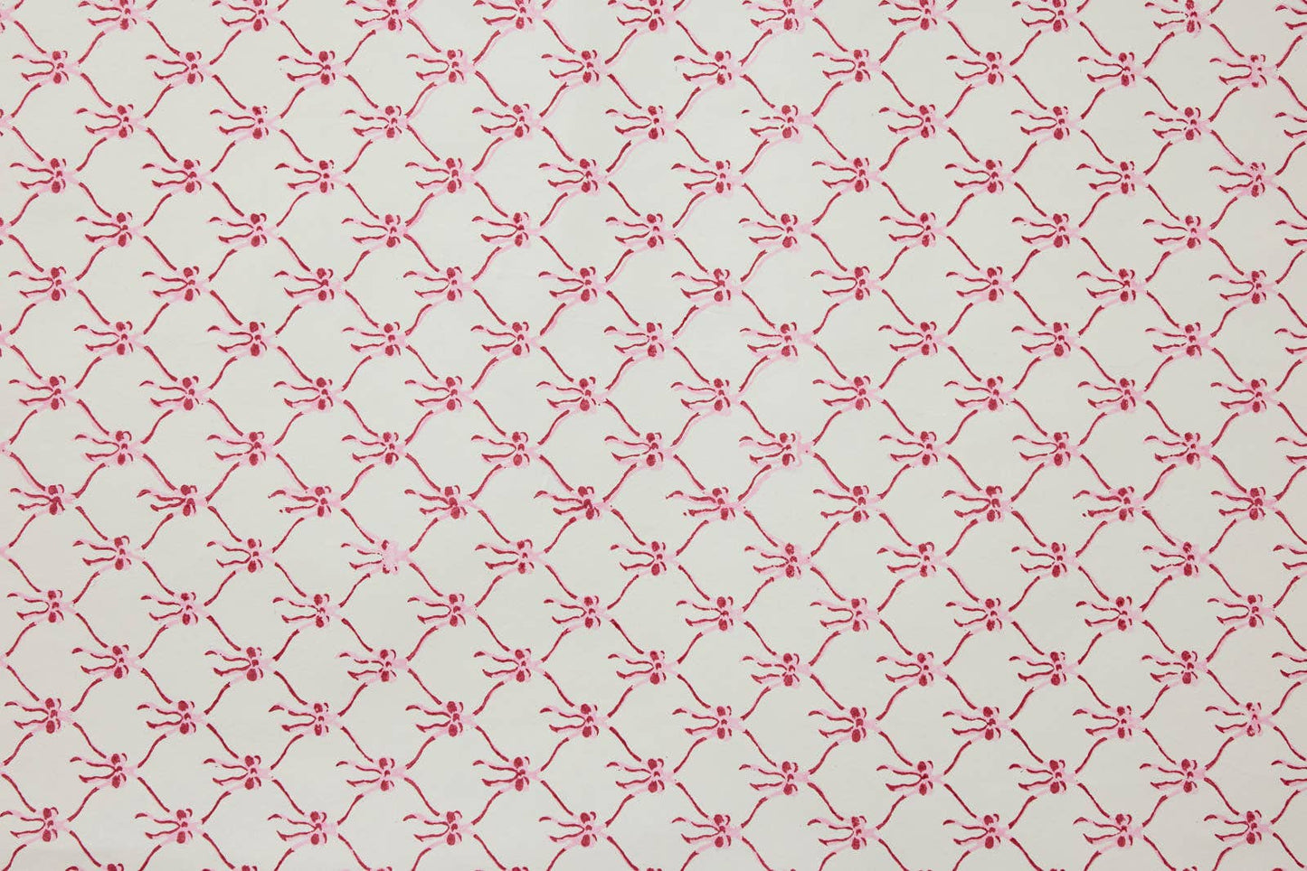 Block Printed Wrapping Paper Sheets - Bows Pink Sorbet