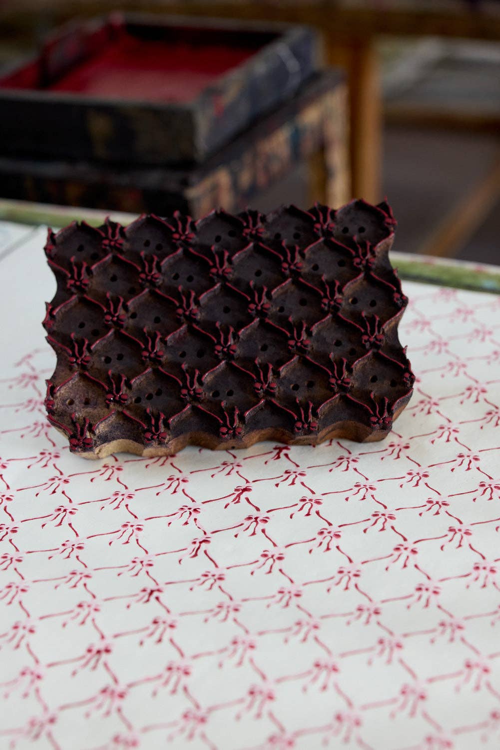 Block Printed Wrapping Paper Sheets - Bows Pink Sorbet