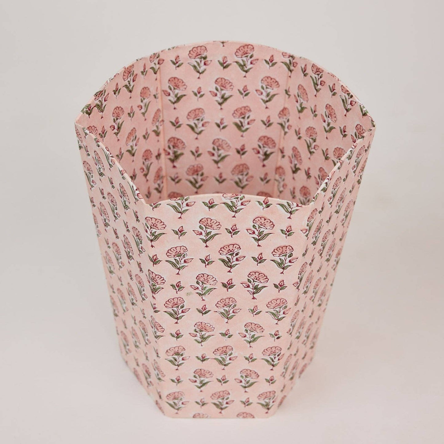 [PRE-ORDER] Block Printed Waste Paper Basket - Ditsy Floral Blush