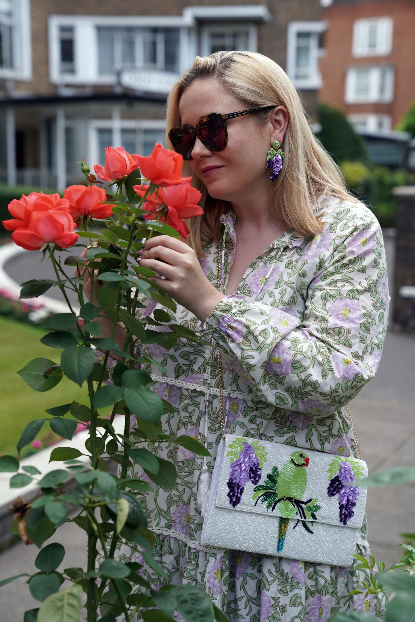 Parakeet & Wisteria London Beaded Clutch Bag