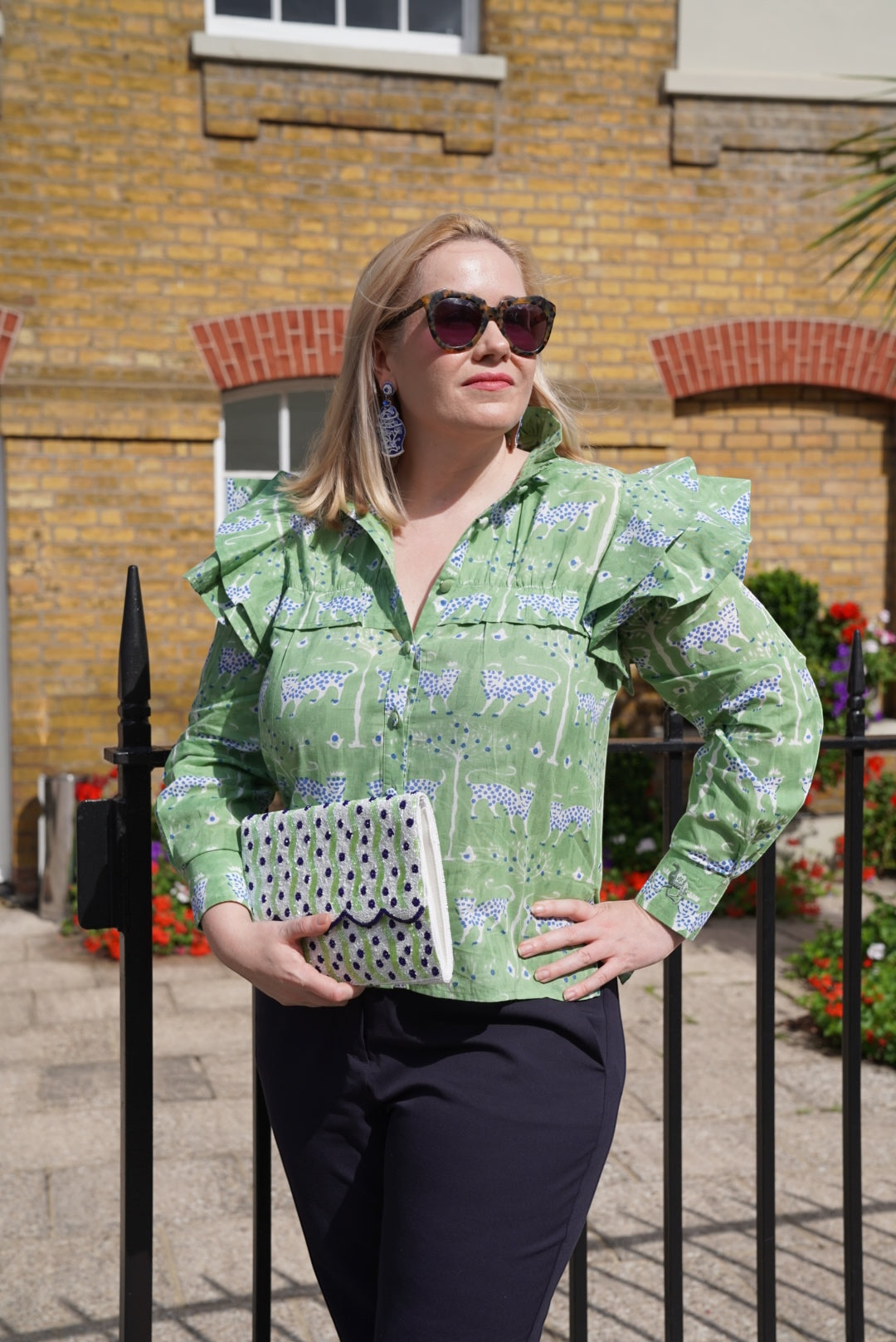 Sophia Ruffle Blouse in Leopard Queen