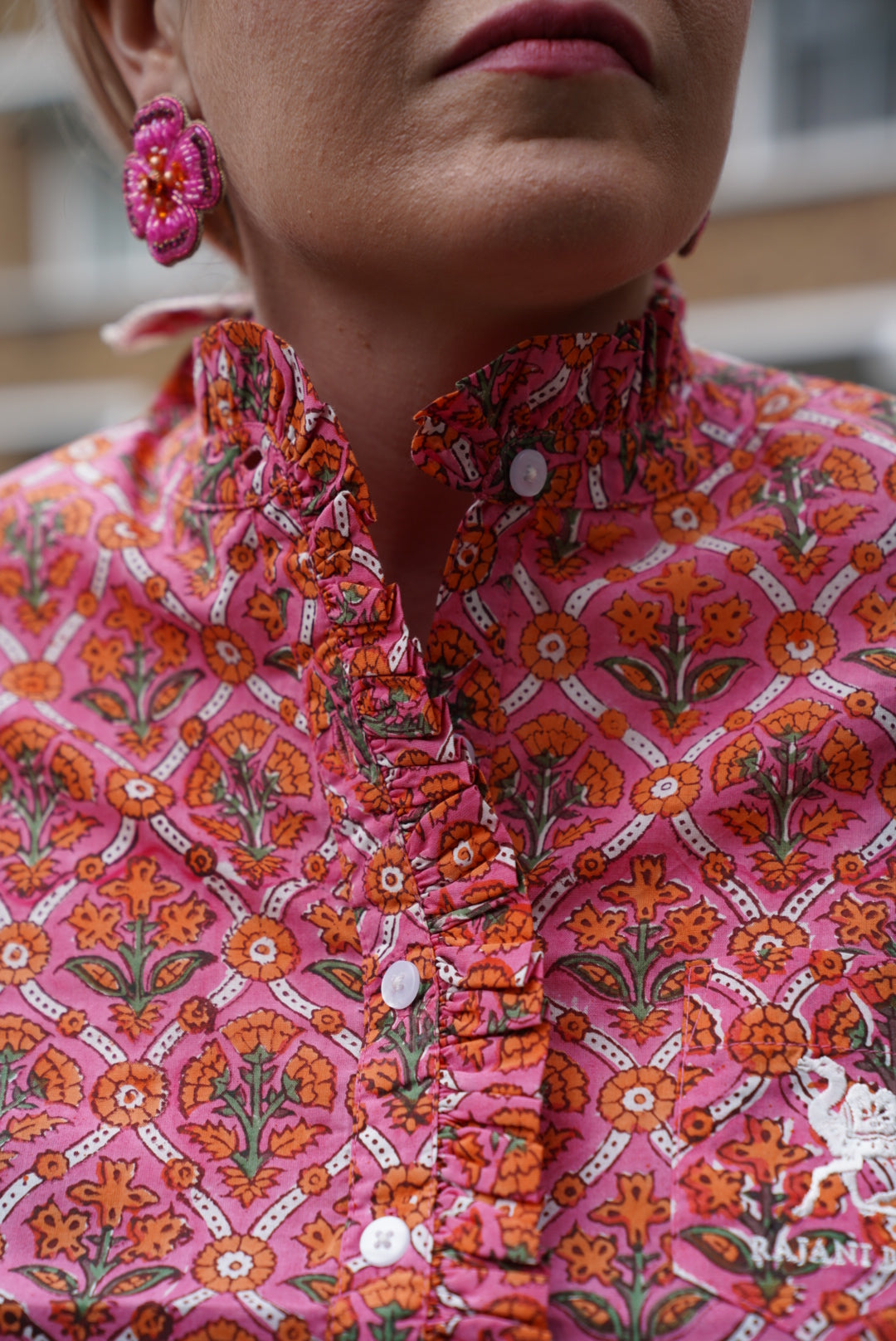 Faria Tunic Blouse in Pink Trellis