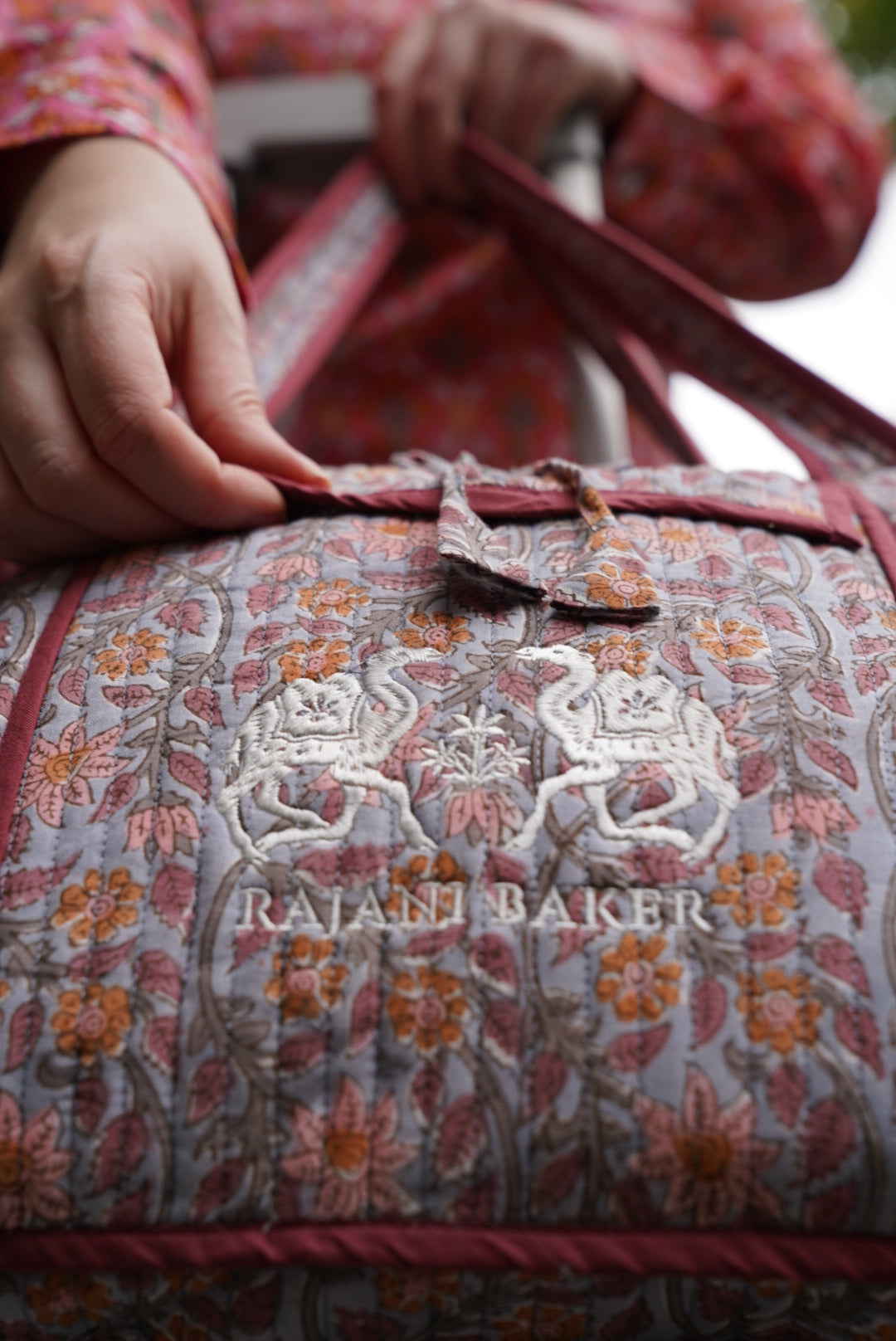 Gayatri Duffle in Cranberry Blooms