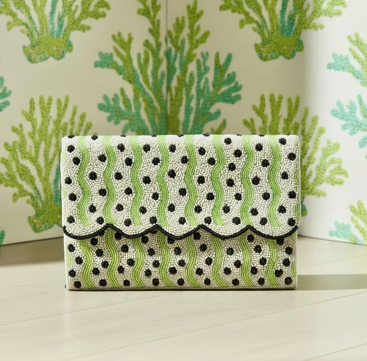 Zig Zag Beaded Clutch Bag