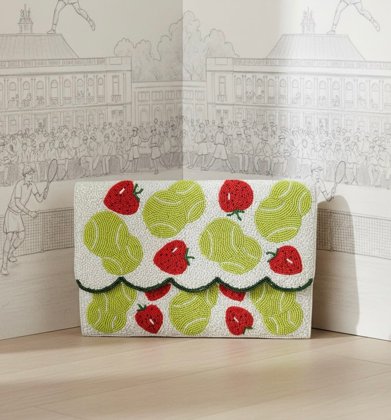 Time for Tennis Beaded Clutch Bag