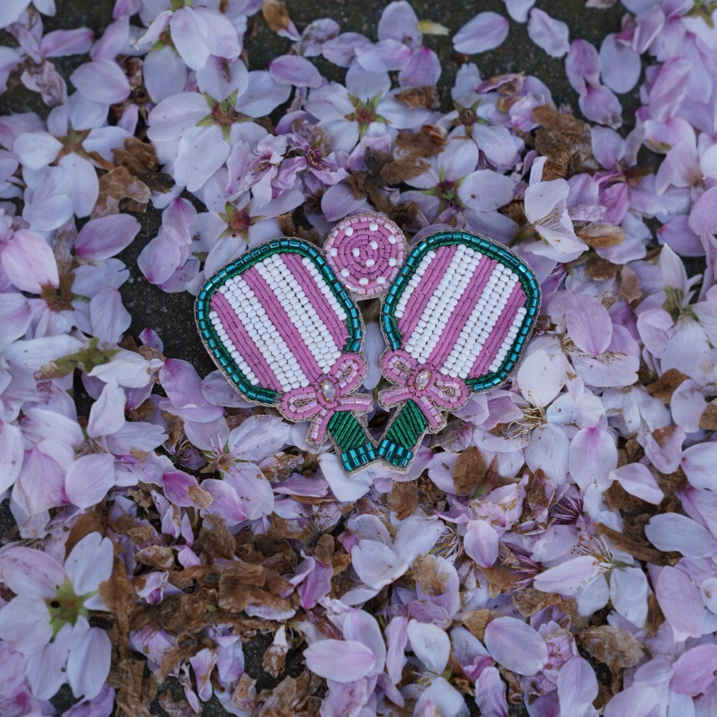 Pickleball Beaded Brooch Pin