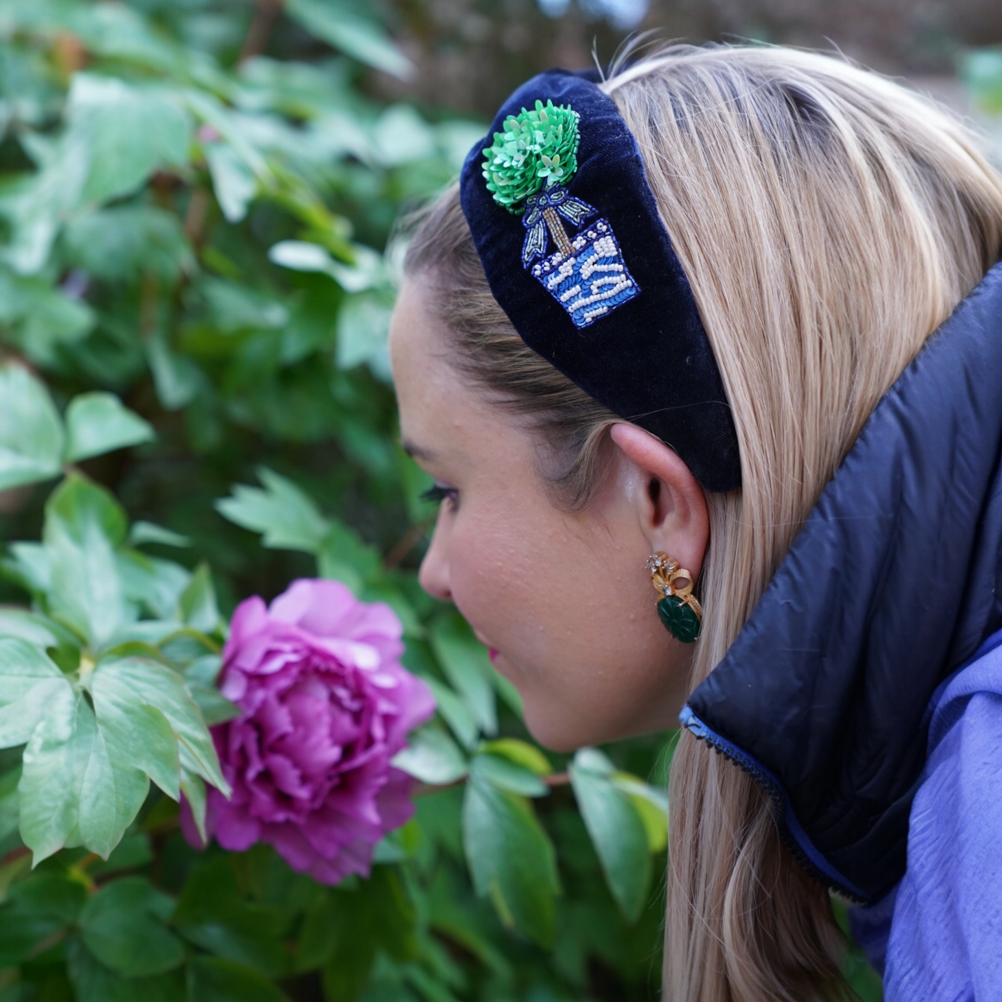 Velvet Beaded Topiary Headband