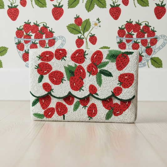 Strawberry Fields Beaded Clutch Bag