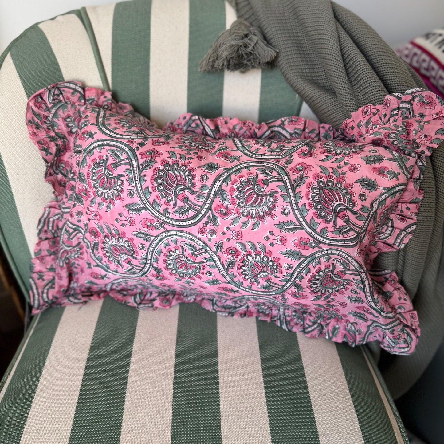 Sample Pink Block Print Cushion Cover - 1 LEFT