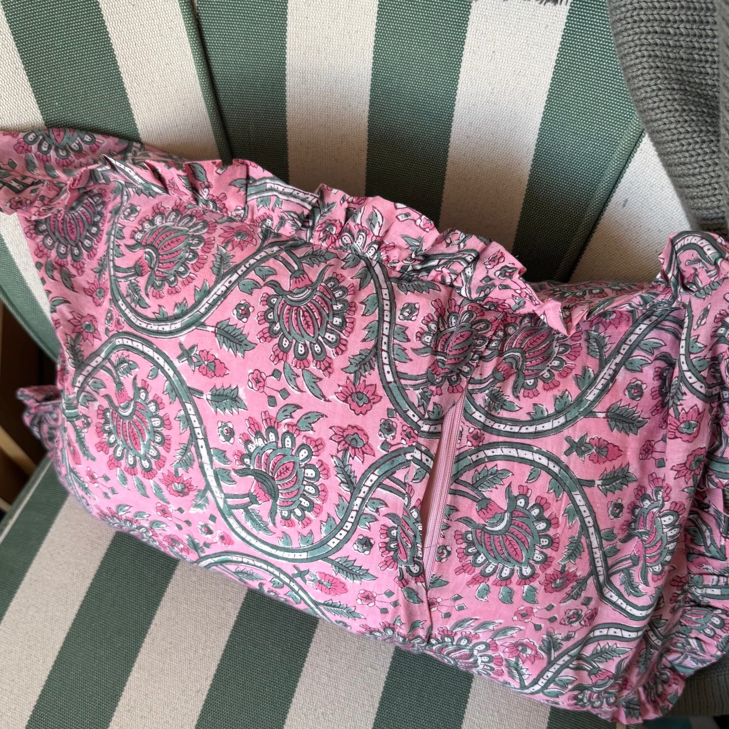 Sample Pink Block Print Cushion Cover - 1 LEFT