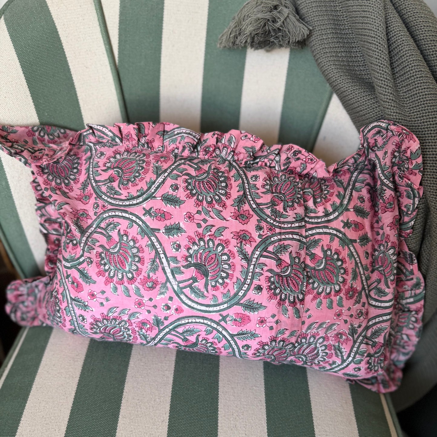 Sample Pink Block Print Cushion Cover - 1 LEFT