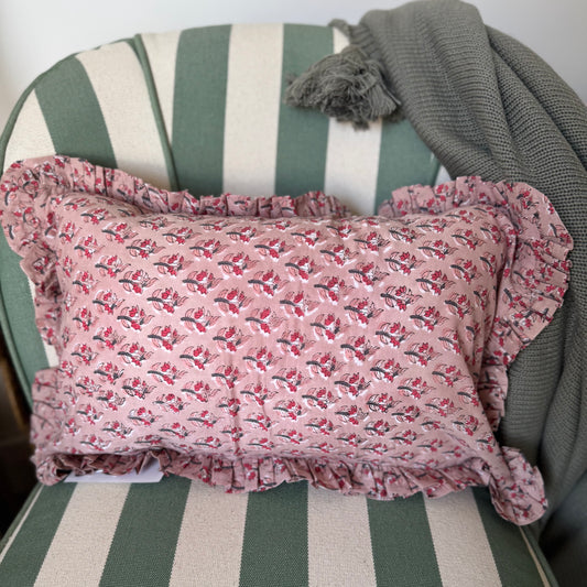 Sample Peach Block Print Cushion Cover - 1 LEFT