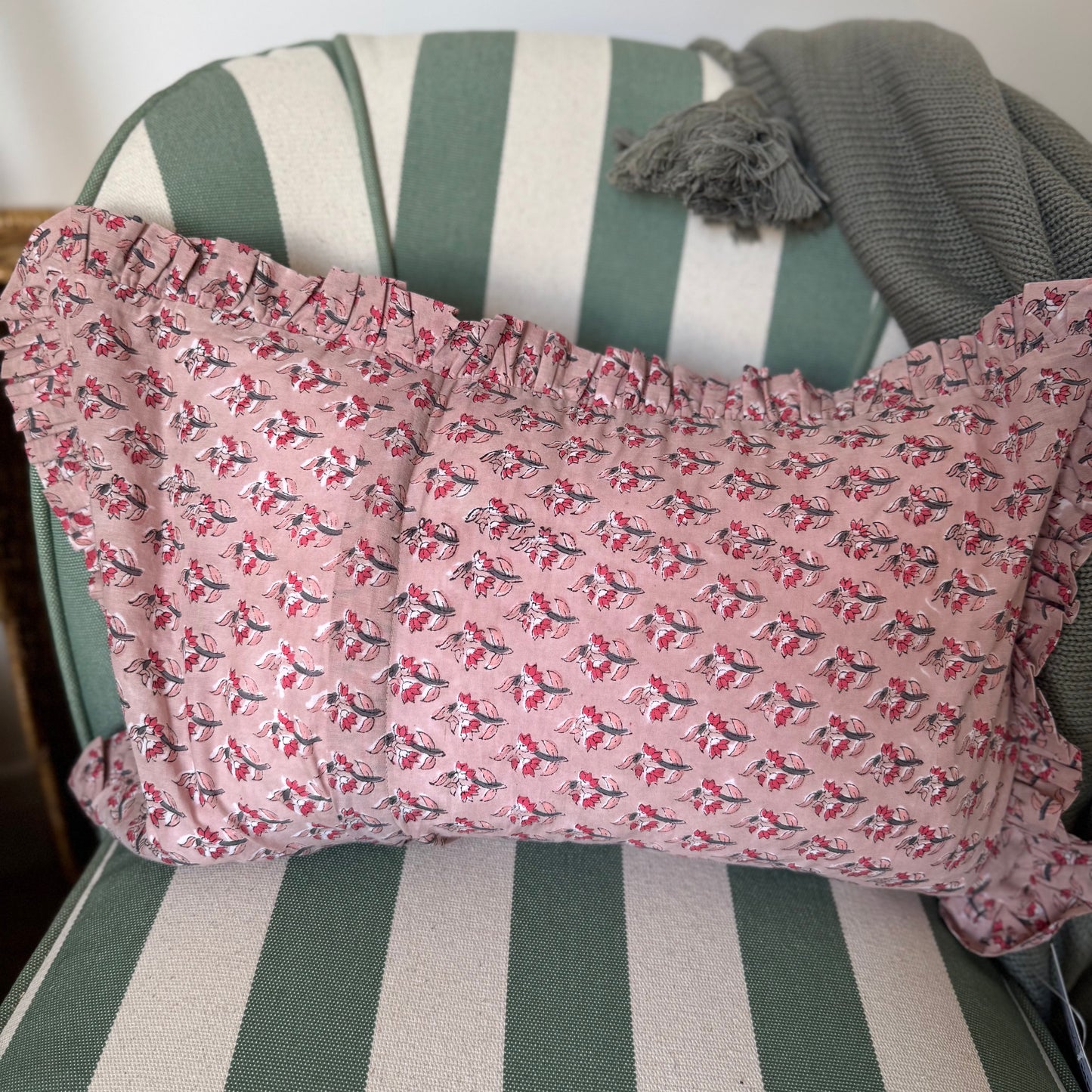 Sample Peach Block Print Cushion Cover - 1 LEFT