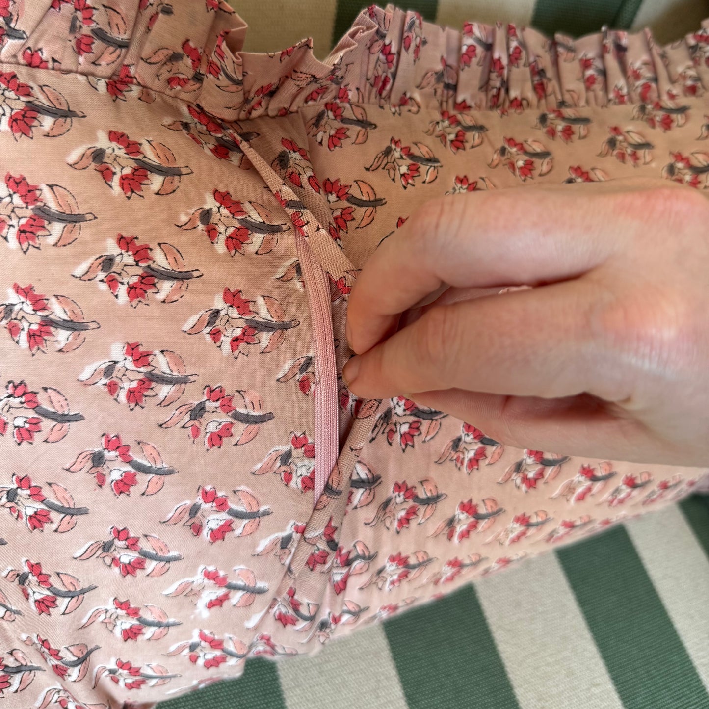 Sample Peach Block Print Cushion Cover - 1 LEFT