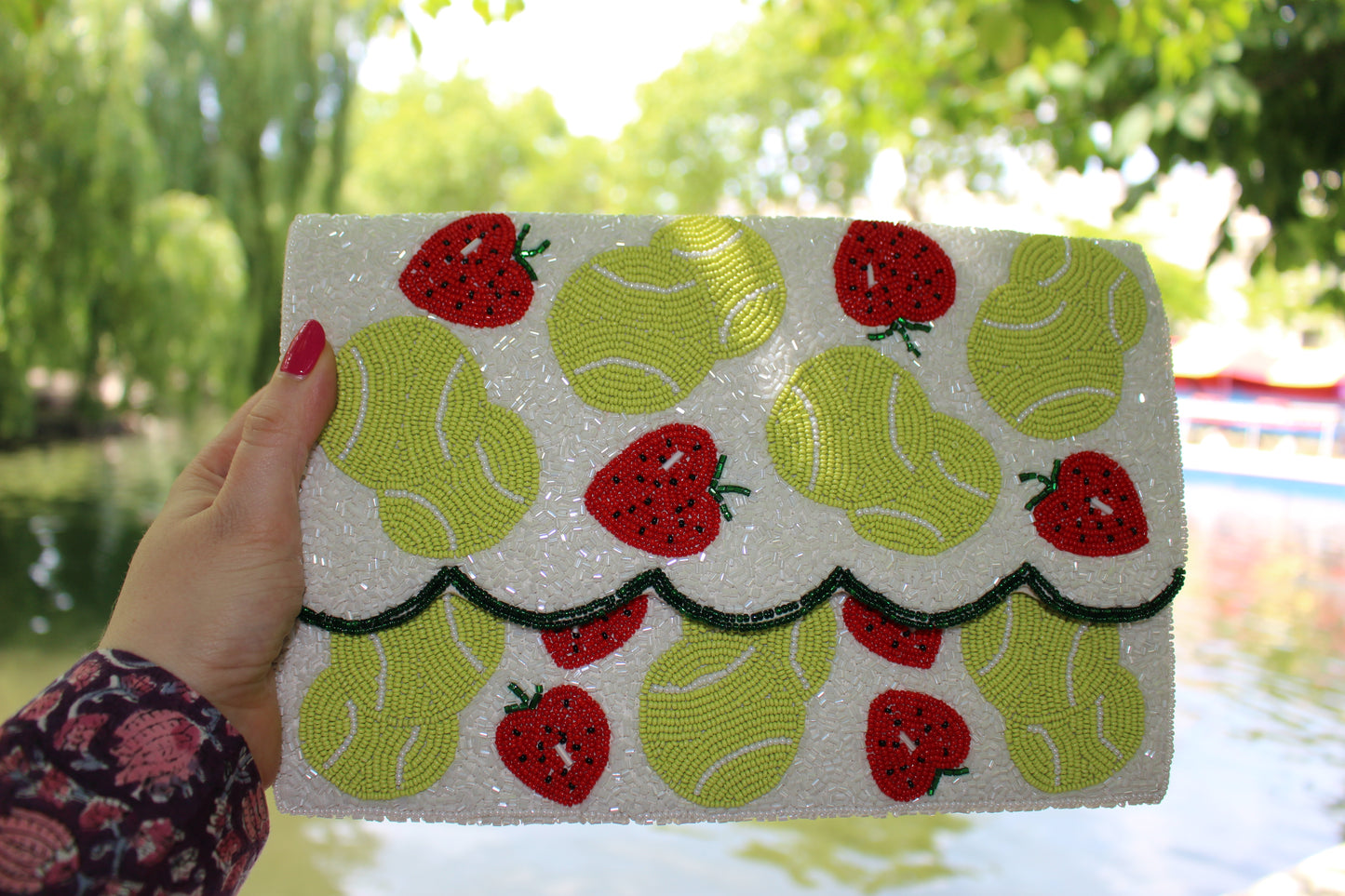 Time for Tennis Beaded Clutch Bag