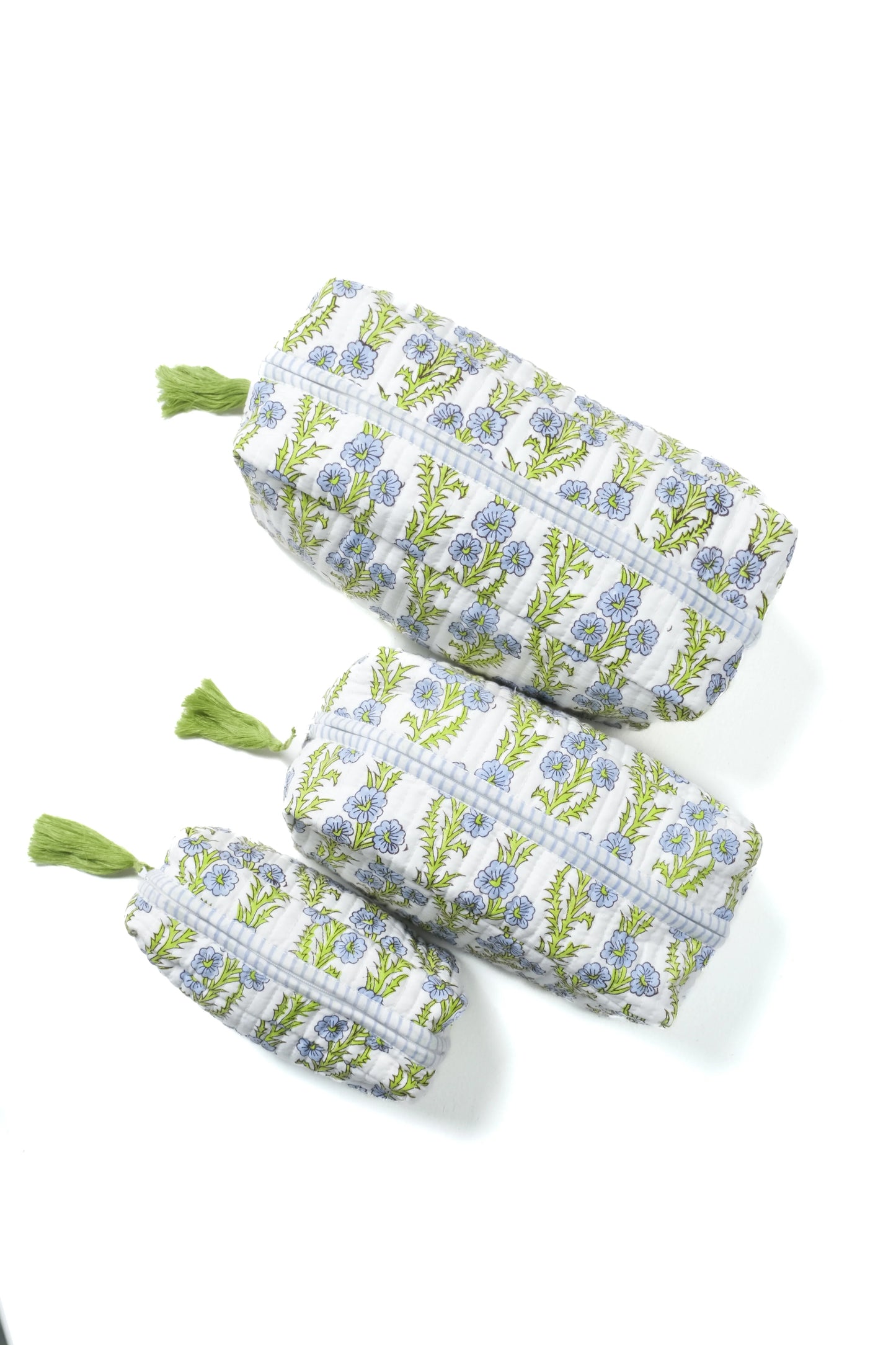 [PRE-ORDER] Forget-Me-Not Blockprint Makeup Bag in Blue, Medium - LAST ONE!