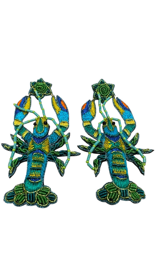 Light Blue Lobster Woven Earrings