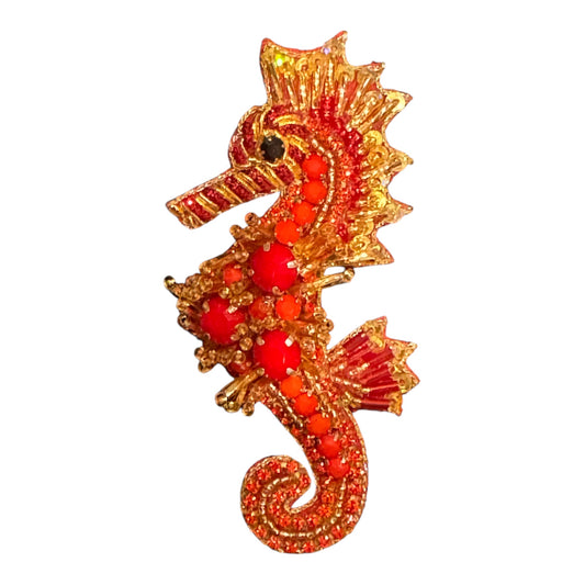 Jeweled Seahorse Brooch Pin