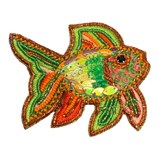 Beaded Goldfish Brooch Pin