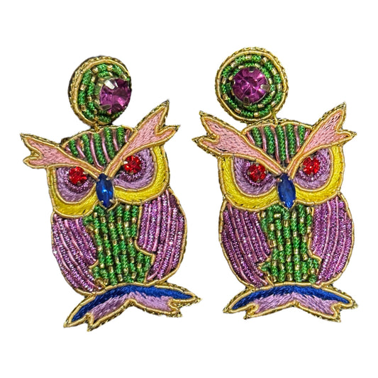 Jeweled Owl Earrings (Multi)