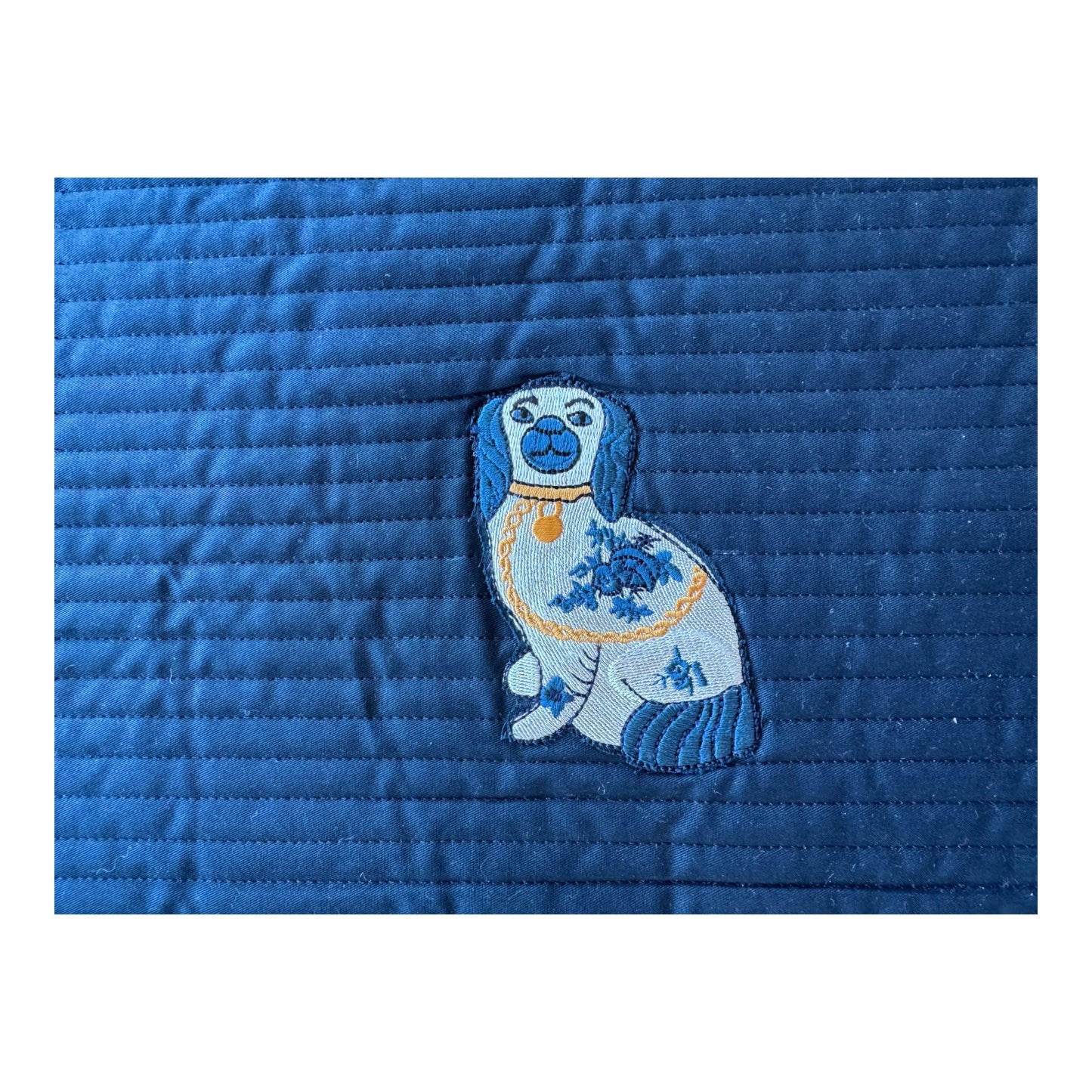 Sample Embroidered Rectangular Quilted Staffordshire Dog Placemat - 1 LEFT