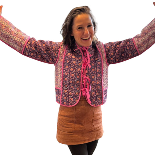 Sample Kalpana Reversible Jacket in Blooming Vines - Size XS - 1 LEFT