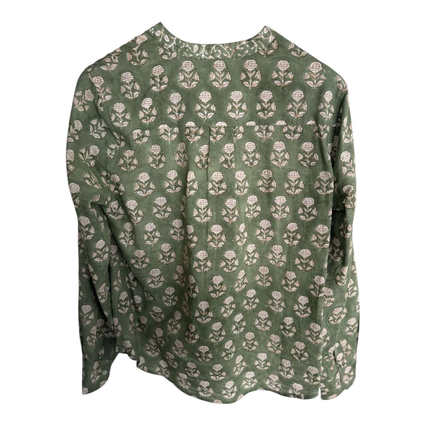 Sample Green Block Print Women's Shirt - Size Medium - 1 LEFT