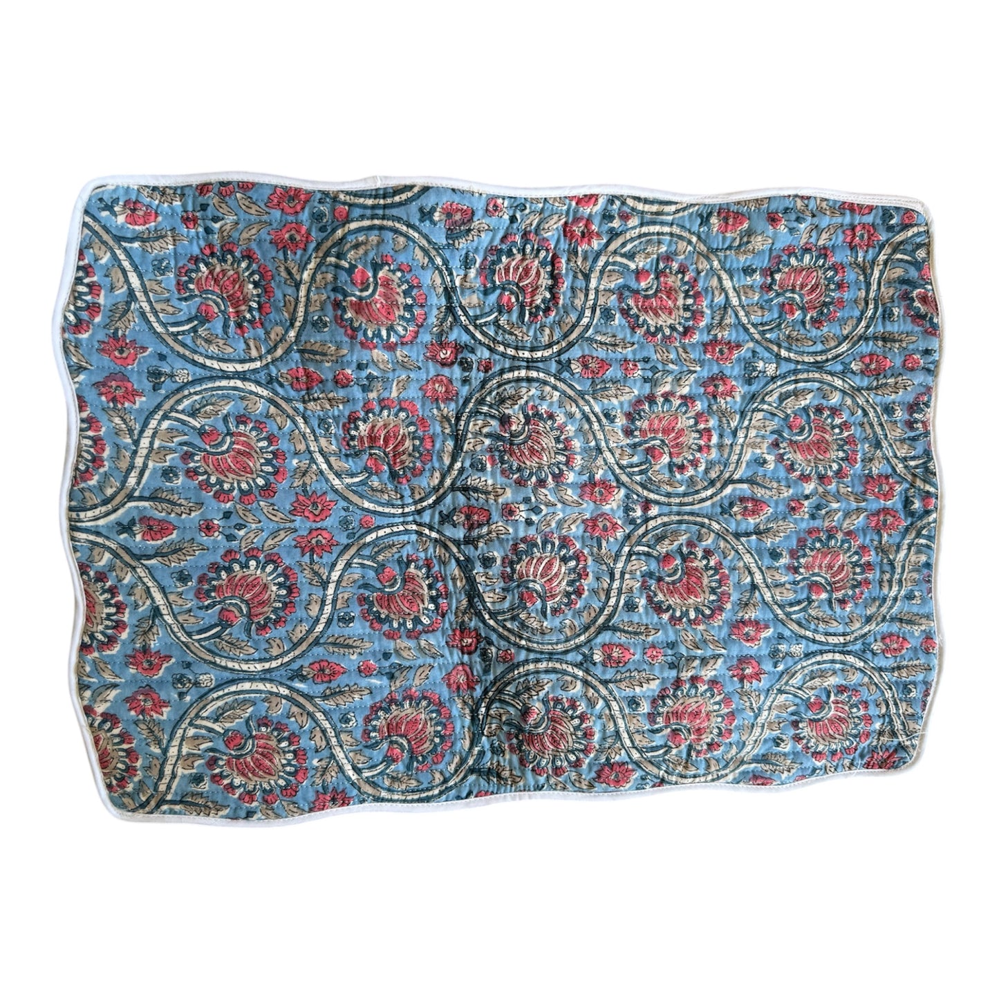 Sample Rectangular Blue Block Printed Reversible Placemat - 1 LEFT